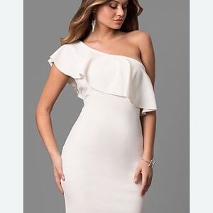 Emerald Sundae White One Shoulder Bodycon Dress